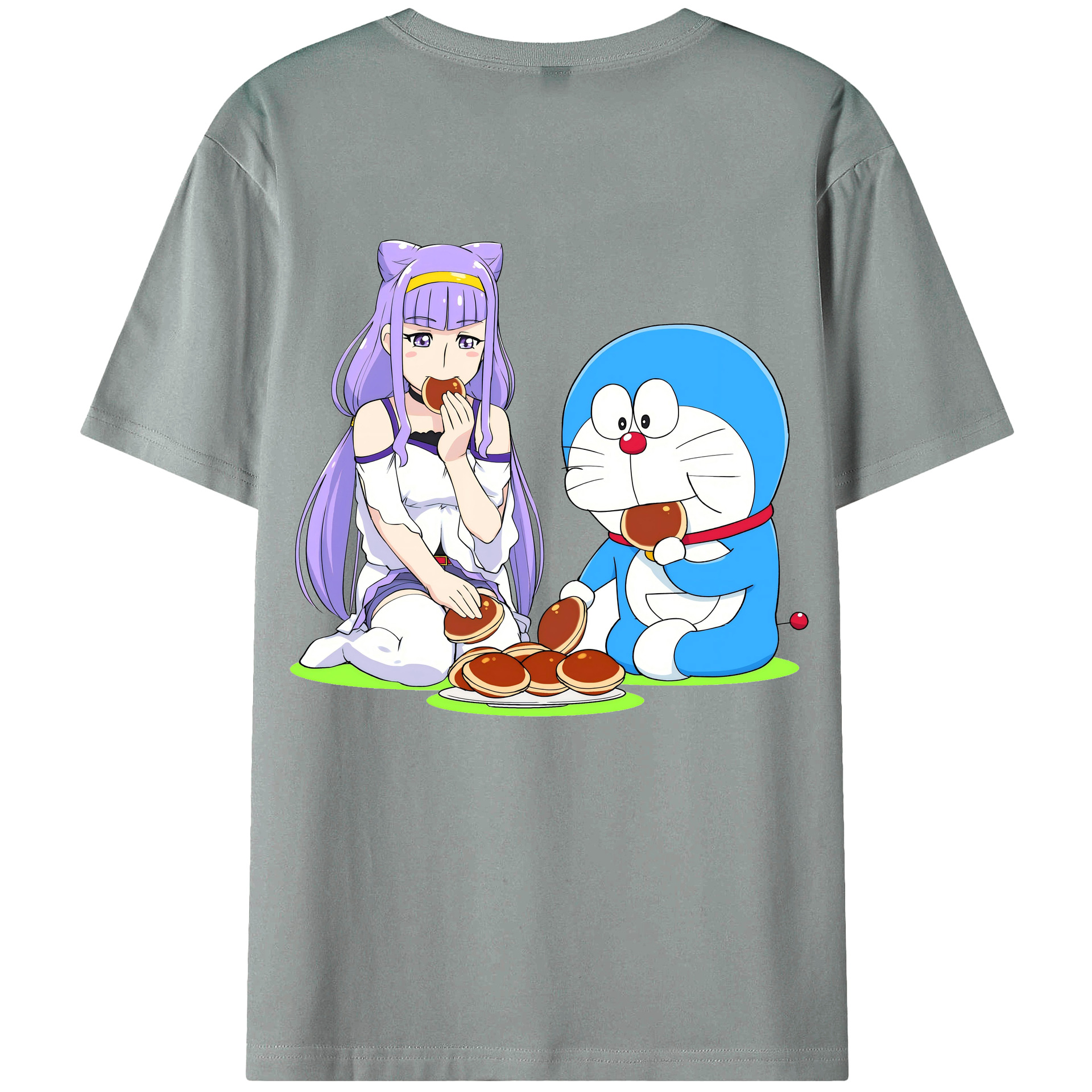 （画像用） ドラえもん Doraemon 綿100％ メンズ半袖Tシャツ（バックプリント） 通気性